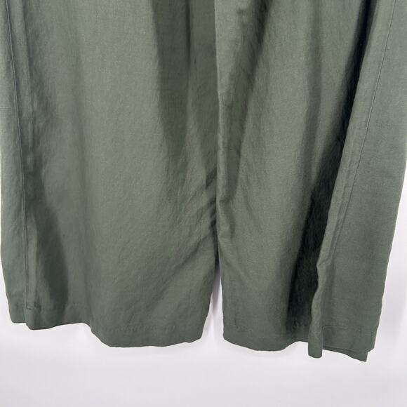 LOFT Tall Breezy Wide Leg Pants Cropped Linen Blend Olive Green Size LT Tall - Picture 8 of 10